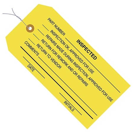 Bsc Preferred 4 3/4 x 2-3/8'' - ''Inspected'' Inspection Tags - Pre-Wired, 1000PK BUY00030007